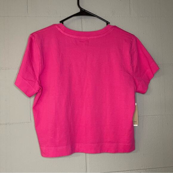 NWT Wilfred Free Aritzia Hot Pink Vital Baby Tee Women’s Sz Medium Basic T-Shirt - Picture 3 of 6